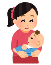 赤ちゃんを抱っこしている女の子のイラスト