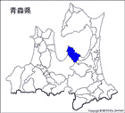 平内町を青く塗りつぶしている青森県の地図